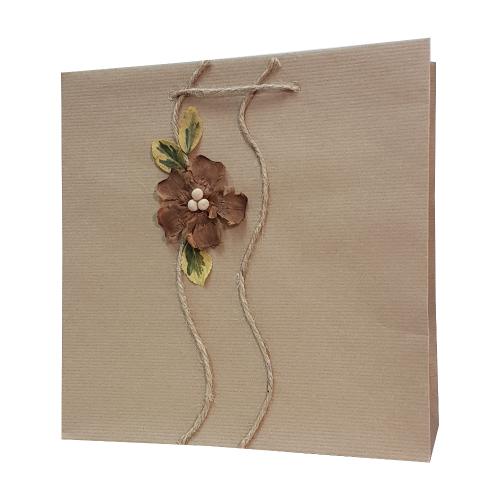 eco ręcznie zdobione torby papierowe kwiatek brązowy