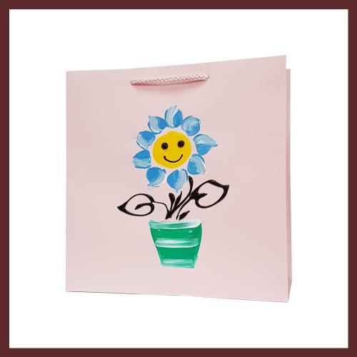 torby dla dzieci ,kwiatek dziecięce torebki papierowe, torby na prezent dla dziecka, ręcznie malowane, hand made